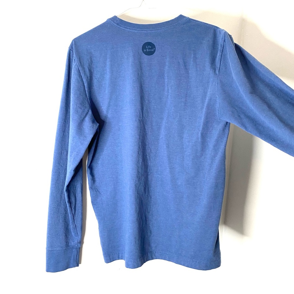 Life Is Good Crusher Tee Relaxed Fit Blue Long Sleeve Crew Today Is A Good Day - Picture 6 of 7